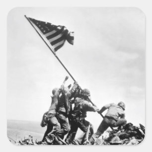 Sticker Carré Drapeau augmentant sur l'image d'Iwo Jima_War