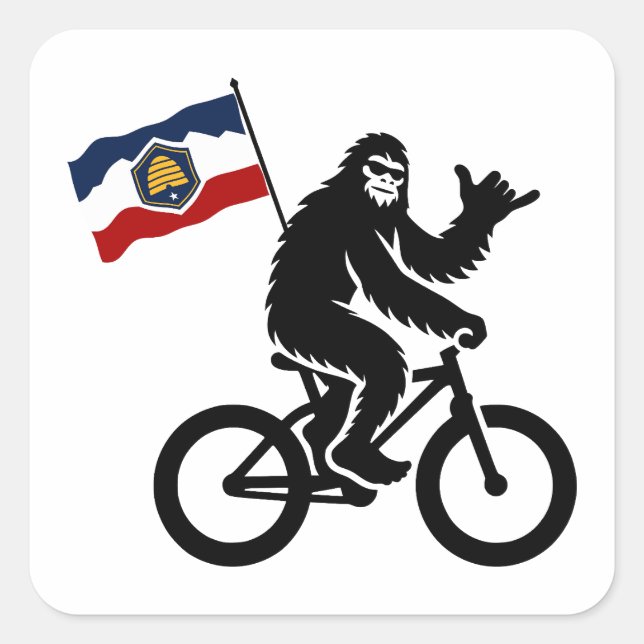 Sticker Carré Drapeau Bigfoot Cycling Utah (Devant)