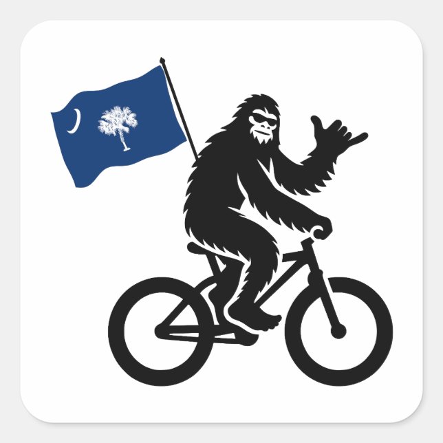 Sticker Carré Drapeau Bigfoot Cyclisme Caroline du Sud (Devant)