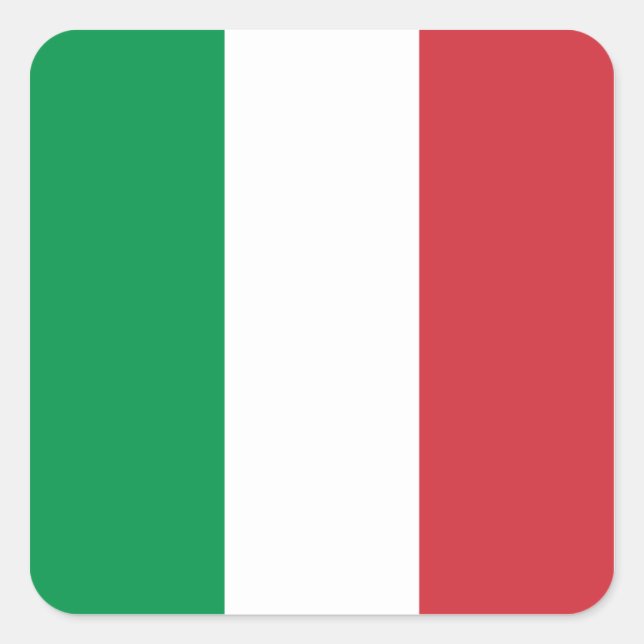 Sticker Carré Drapeau blanc vert et rouge italien (Devant)