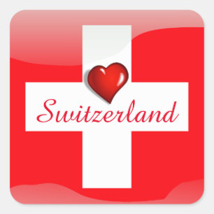 Sticker Carré Drapeau brillant suisse