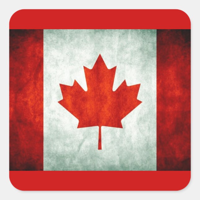 Sticker Carré Drapeau canadien en détresse (Devant)