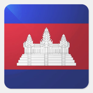 Sticker Carré Drapeau carré cambodgien