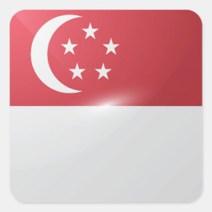 Sticker Carré Drapeau carré de Singapour