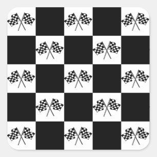 Sticker Carré Drapeau Checkered automatique de drapeaux de