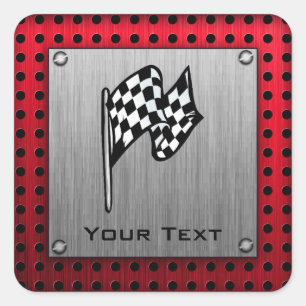 Sticker Carré Drapeau Checkered ; regard en aluminium balayé
