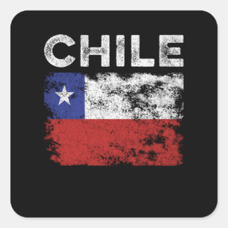Sticker Carré Drapeau chilien en détresse - Drapeau chilien