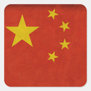 Sticker Carré Drapeau Chinois