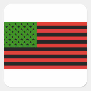 Sticker Carré Drapeau d'Afro-américain - noir et vert rouges