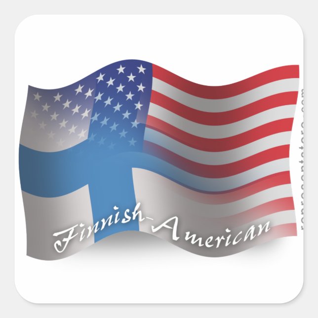 Sticker Carré Drapeau d'agitation finlandais-américain (Devant)