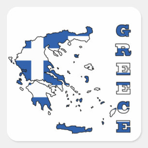 Sticker Carré Drapeau dans la carte de la Grèce
