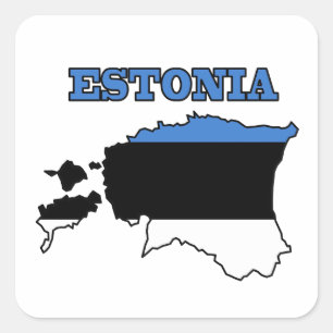 Sticker Carré Drapeau dans la carte de l'Estonie