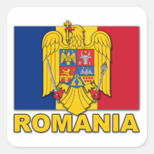 Sticker Carré Drapeau d'armoiries de Roumanie