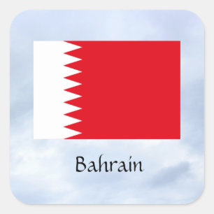 Sticker Carré Drapeau de Bahreïn, étiqueté,