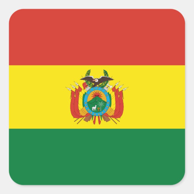 Sticker Carré Drapeau de Bolivie patriotique (Devant)