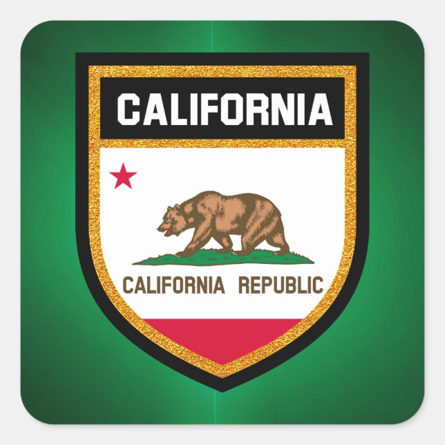Sticker Carré Drapeau de Californie (Devant)