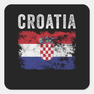 Sticker Carré Drapeau de Croatie en détresse - Drapeau de Croati