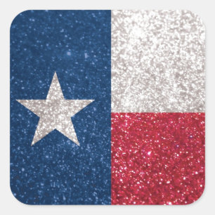 Sticker Carré Drapeau de Faux Parties scintillant Texas