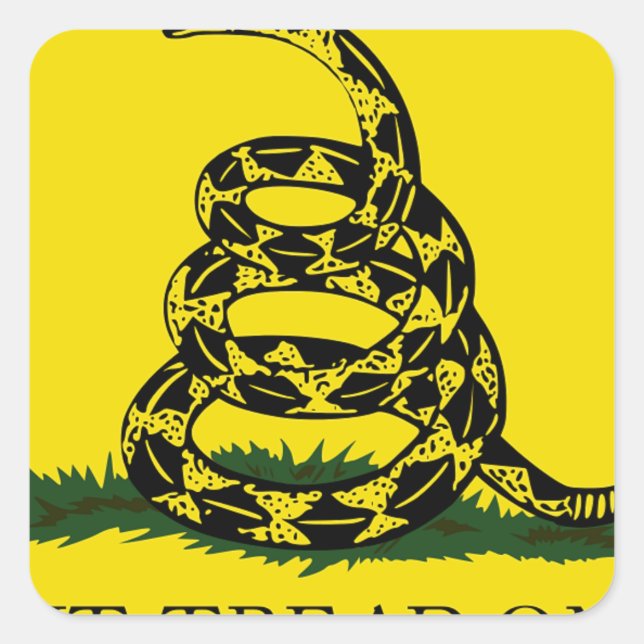 Sticker Carré Drapeau de Gadsden - Ne marche pas sur moi (Devant)