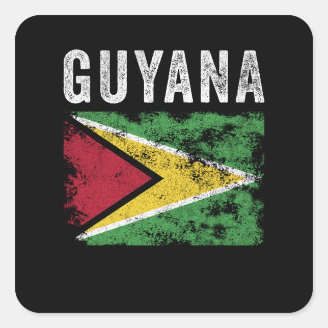 Sticker Carré Drapeau de Guyane en détresse - Drapeau de Guyane (Devant)