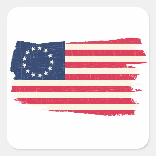 Sticker Carré Drapeau de jachère de betsy ross (Devant)