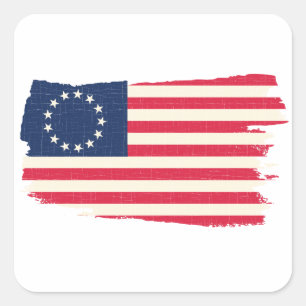 Sticker Carré Drapeau de jachère de betsy ross