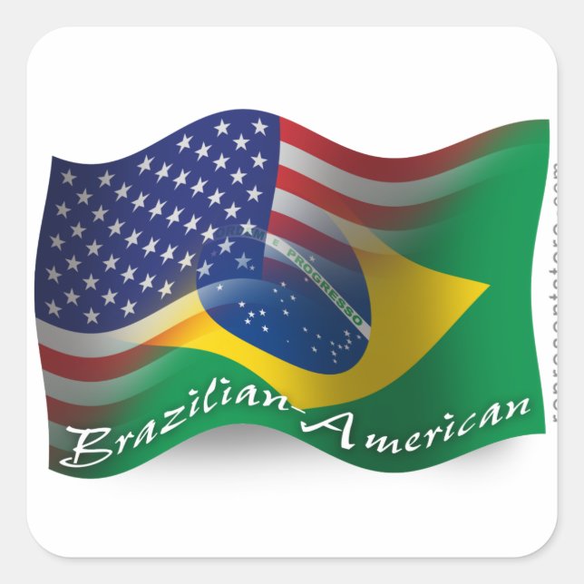 Sticker Carré Drapeau de la Brazilian (Devant)