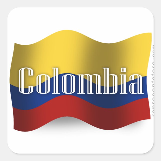 Sticker Carré Drapeau de la Colombie (Devant)