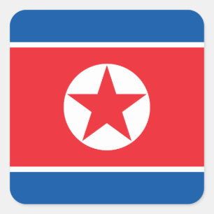 Sticker Carré Drapeau de la Corée du Nord