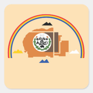 Sticker Carré Drapeau de la nation Navajo - Indien d'Amérique - 