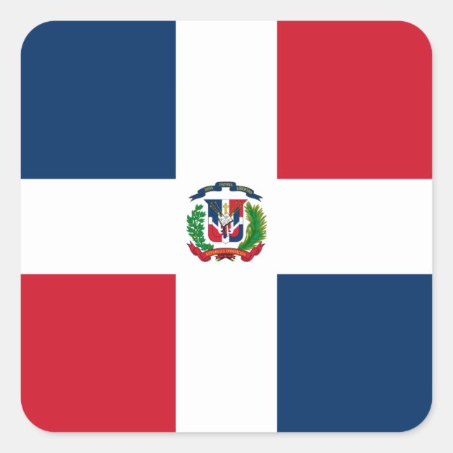 Sticker Carré Drapeau de la République Dominicaine (Devant)