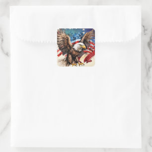 Sticker Carré Drapeau de l'aigle américain