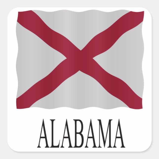 Sticker Carré Drapeau de l'Alabama (Devant)
