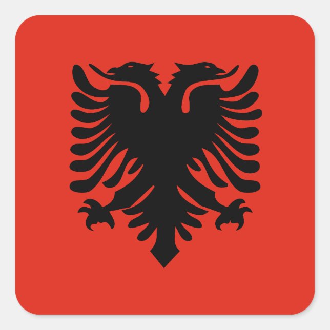 Sticker Carré Drapeau de l'Albanie (Devant)