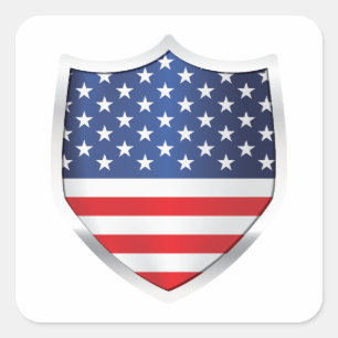 Sticker Carré Drapeau de l'Amérique Silver Shield