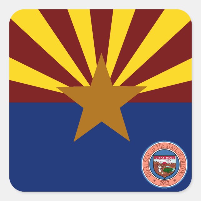 Sticker Carré Drapeau de l'Arizona (Devant)