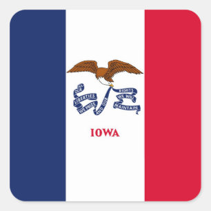 Sticker Carré Drapeau de l'État de l'Iowa