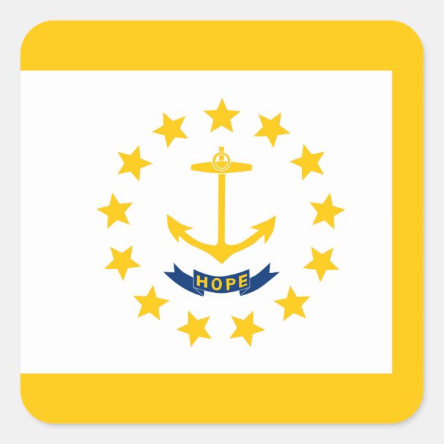 Sticker Carré Drapeau de l'État de Rhode Island (Devant)