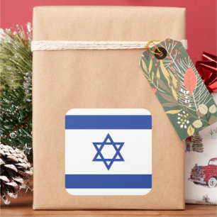 Sticker Carré Drapeau de l'État d'Israël Étoile de David Judaïsm