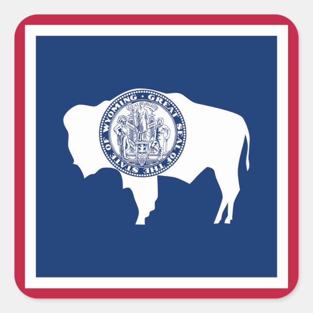 Sticker Carré Drapeau de l'État du Wyoming (Devant)