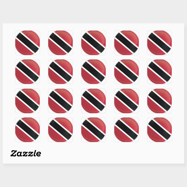 Sticker Carré Drapeau de l'icône ronde de Trinité-et-Tobago (Feuille)