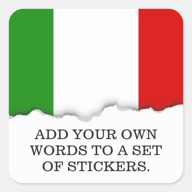 Sticker Carré Drapeau de l'Italie (Devant)
