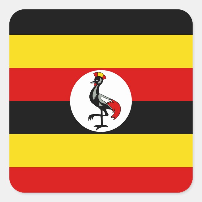 Sticker Carré Drapeau de l'Ouganda (Devant)