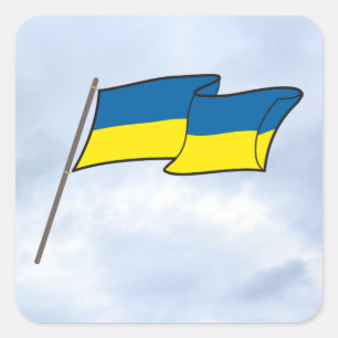Sticker Carré Drapeau de l'Ukraine