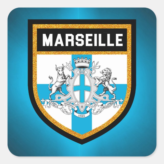Sticker Carré Drapeau de Marseille (Devant)