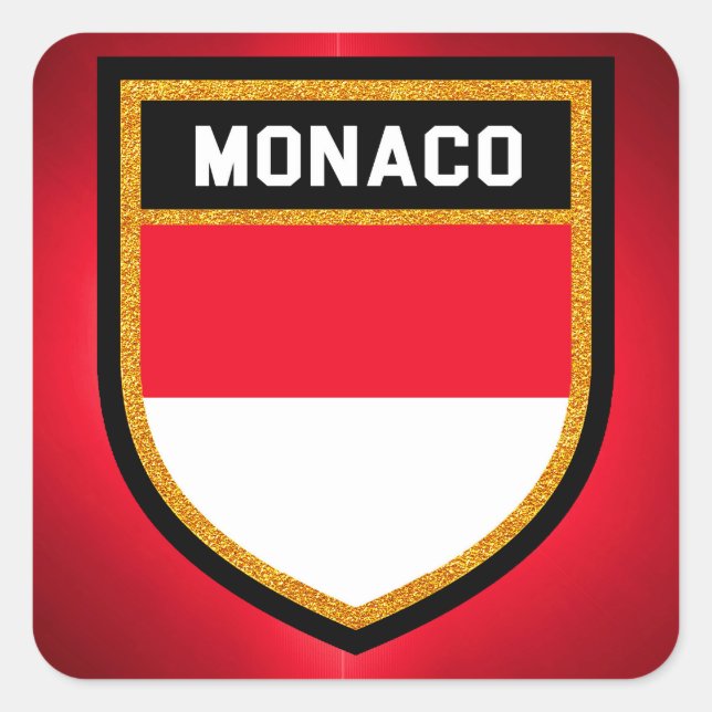 Sticker Carré Drapeau de Monaco (Devant)