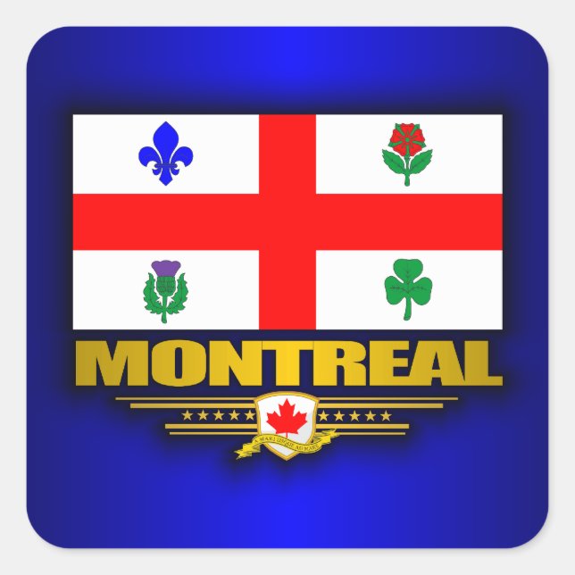 Sticker Carré Drapeau de Montréal (Devant)