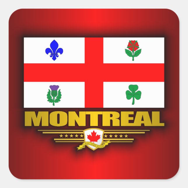 Sticker Carré Drapeau de Montréal (Devant)