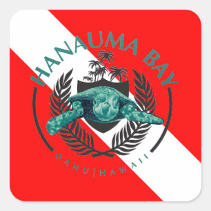 Sticker Carré Drapeau de piqué d'Hawaï