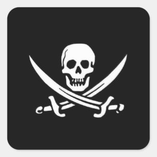Sticker Carré Drapeau de pirate